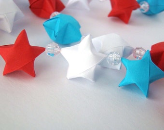 Patriotic Garland - Red, White, and Blue Lucky Stars