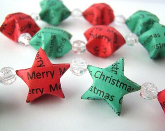 Christmas Garland - Red and Green Lucky Stars