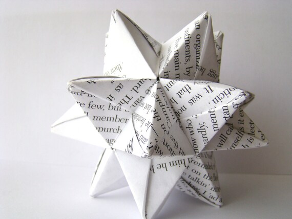 Small Modular Origami Star Ball Recycled Books 45 Size