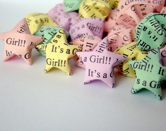 100 Origami Lucky Stars -Pastel Colors - Baby Shower - It's A Girl