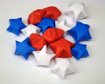 100 Origami Lucky Stars - Red White and Blue - Solid Colors