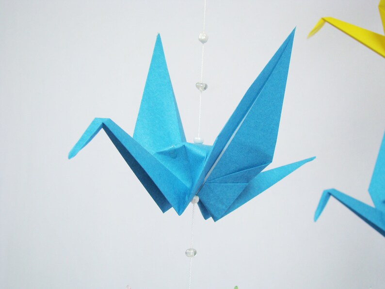 READY TO SHIP Origami Crane Hanging Mobile Gender Neutral Alphabet Theme Home Decor Kids Room Decor image 4