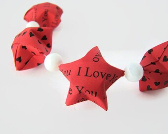 Valentines Day or Wedding Garland - "I Love You" Lucky Stars