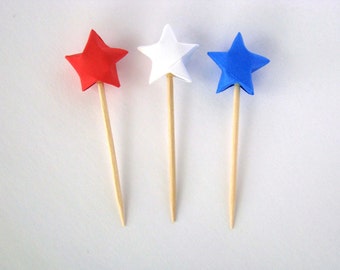 Patriotic Party Picks - Set of 30 in Red, White, and Blue