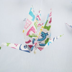 READY TO SHIP Origami Crane Hanging Mobile Gender Neutral Alphabet Theme Home Decor Kids Room Decor image 7