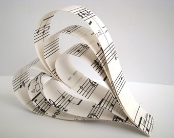 Hanging Paper Hearts - Recycled Sheet Music - Set of 5
