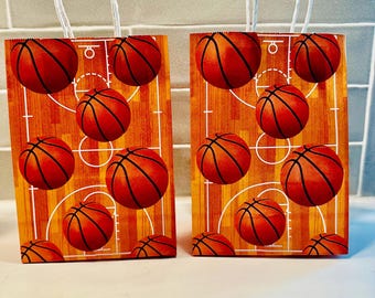 16 Pcs Basketball Gift Bags with Handles for Basketball Birthday Party Supplies Basketball Candy Treats Bags Basketball Party Favor Bags Bag