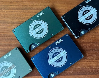 Custom Laser Etched RIDGE Wallet: Slim RFID Aluminum Card Holder