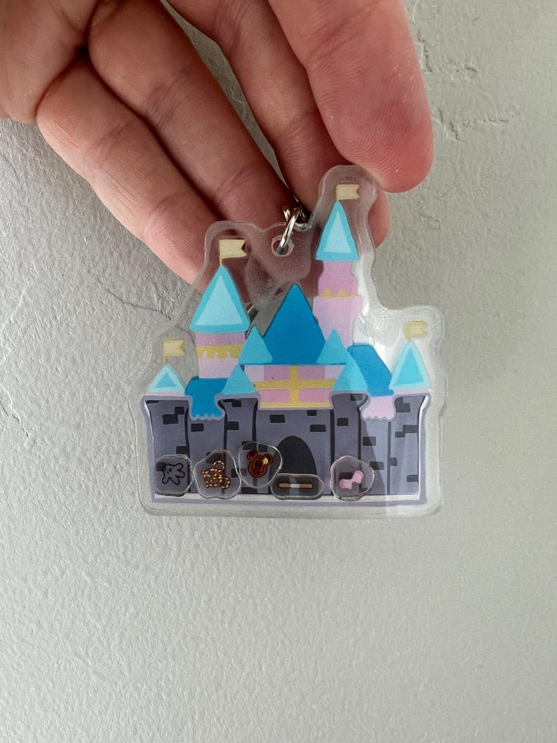 Disney Castle Shaker Keychain - Etsy