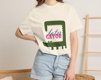 Later Gator Cropped Shirt Comfort Colors Boxy Tee T-shirt, Retro Alligator-gåva, Trendig Rolig Mammagrafik-T-shirt