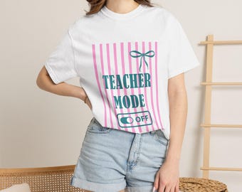 Lärarläge Av Komfortfärger Coquette T-shirt, Randig sista skoldagen-tröja, Slutskola-lärargåva, Sommarlovströja