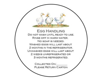 Duck Egg Handling Care Carton Labels Stickers (30 3" or 36 2.5" or 40 2")