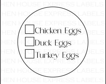 40 Chicken, Duck, Turkey Egg Check Off Egg Carton Labels Stickers