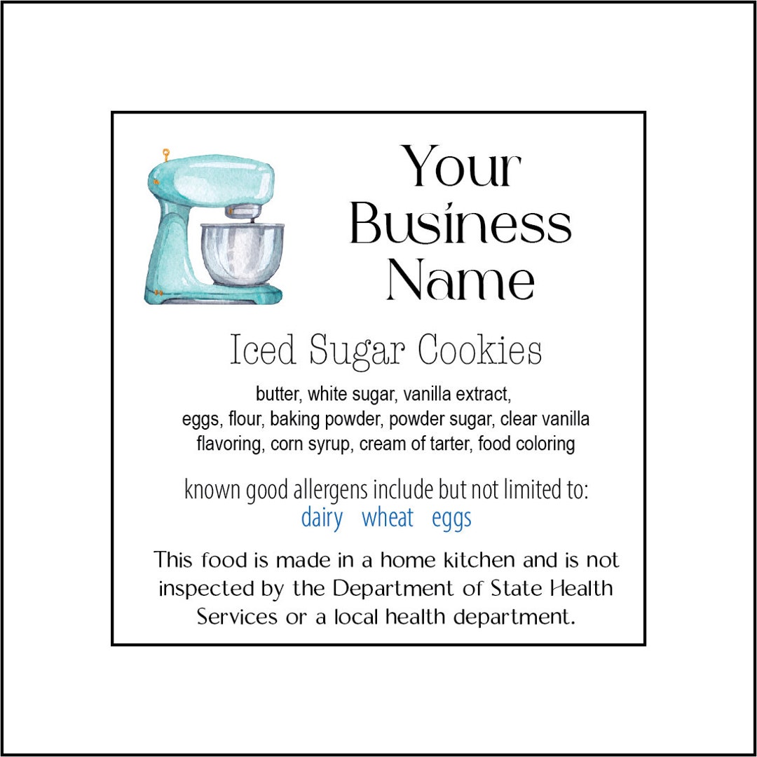 36 Custom Cottage Bakery Law Labels Stickers 2.5 Square Etsy