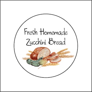 40 Homemade Zucchini  Bread Labels Stickers