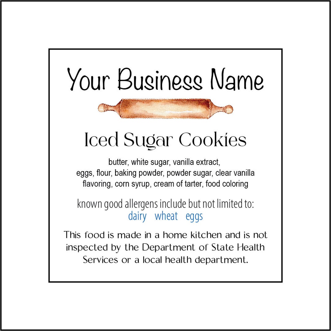 36 Custom Cottage Bakery Law Labels Stickers 2.5 Square Etsy