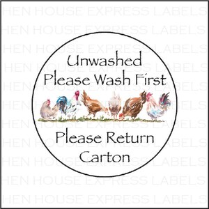 40 Please Wash, Please Return, Egg Carton Labels Stickers