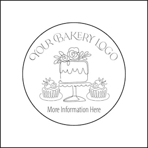 Custom Bakery Logo Baked Goods Labels Stickers (40 2" , 36 2.5", or 30 3")