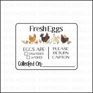 48 Collected On/ Washed Unwashed Egg Carton Labels Stickers