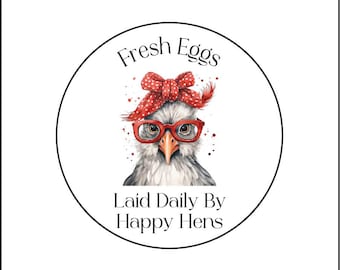 40 Laid By Happy Hens Egg Carton Labels Stickers