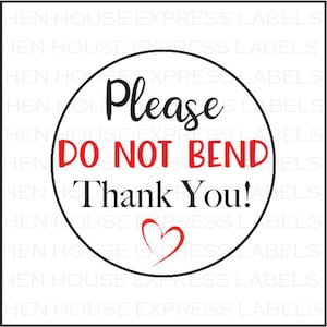 40 Do Not Bend Round Shipping Mailing Labels Stickers