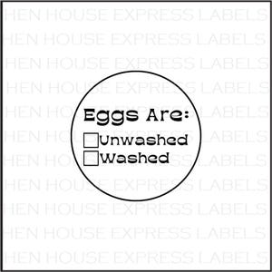 96 Washed/Unwashed Egg Carton Labels Stickers