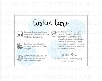 Cookie Care Instruction Cards (20 Cards)