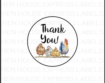 96 Thank You Egg Carton Labels, Chicken Stickers
