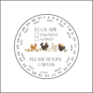 Egg Carton Date Washed/Unwashed Labels Stickers (30 3" or 36 2.5" or 40 2")