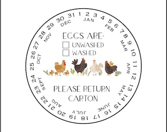 Egg Carton Date Washed/Unwashed Labels Stickers (30 3" or 36 2.5" or 40 2")