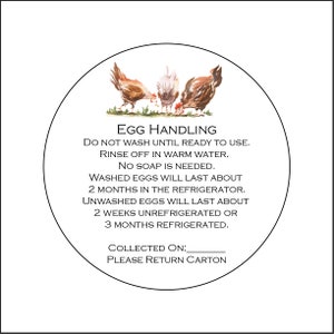 Egg Handling Care Carton Labels Stickers (30 3" or 36 2.5" or 40 2")