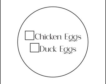 40 Chicken, Duck Egg Check Off Egg Carton Labels Stickers