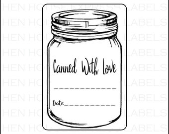 40 Canned With Love Labels Stickers