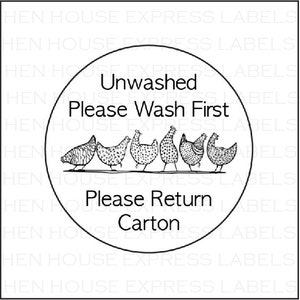 40 Please Wash, Please Return, Egg Carton Labels Stickers