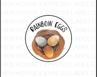 96 Rainbow Eggs Carton Labels Stickers
