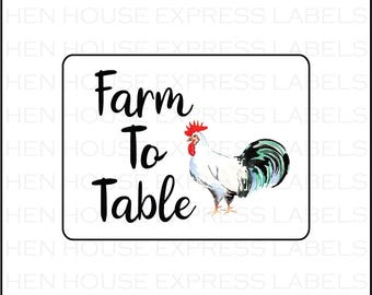 48 Farm To Table Egg Labels Stickers