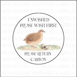 40 Please Wash, Please Return, Egg Carton Quail Labels Stickers