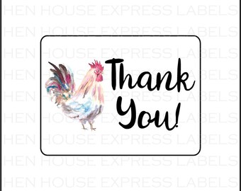 48 Egg Carton Thank You Labels, Hen Design (1.5" x 2" Rectangle)