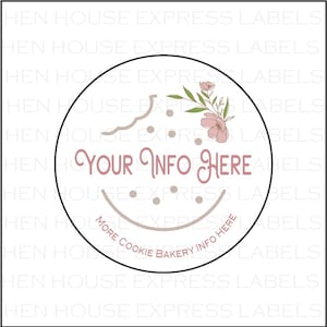 Custom Bakery Cookie Logo Baked Goods Labels Stickers (40 2" , 36 2.5", or 30 3")