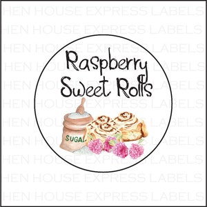 40 Raspberry Sweet Rolls Labels Stickers
