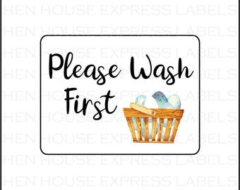 48 Please Wash First Egg Carton Labels Stickers