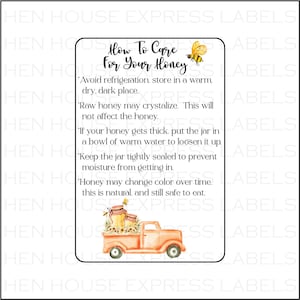 Honey Handling Care Labels Stickers  (36 1.75&quot; X 2.75&quot;  or  30 2&quot; X 3&quot;)