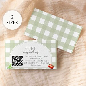 Locally Grown Baby Shower Gift Registry Card Template, Editable Farmers Market Theme, Gingham Home Grown, Country Farm Veggie Fruit, BS50