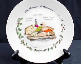 Plato de queso francés vintage L'Hirondelle, porcelana blanca original, 19,7 cm (7 3/4").
