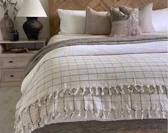 Cotton Quilt, Bed Cover, Multi-purpose Blanket, Turkish Cotton Throw, Gift for Home Lovers