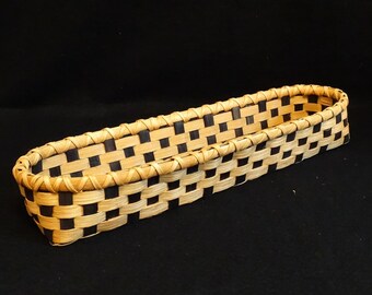 Hand Woven French Bread Basket: Black & Golden Oak.  Traditional handmade baskets.