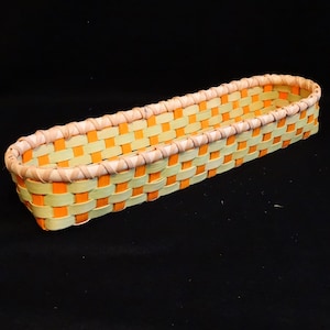 Hand Woven French Bread Basket: Chartreuse & Orange Reed