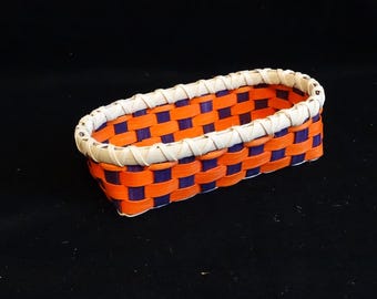 Handwoven Basket: Tangerine & Purple Small Storage Basket