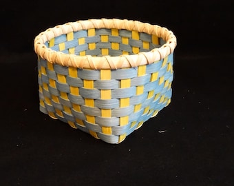 Hand Woven Basket: Light Blue & Chartreuse Storage Basket, Custom Made Baskets in fun colors!