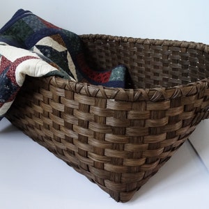 Hand Woven Basket: Dark Walnut Large Storage with Handles